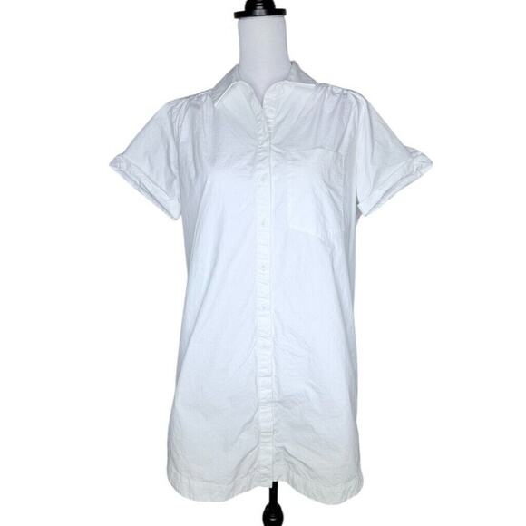 Anthropologie Dresses & Skirts - Maeve By Anthropologie Short Sleeve Button Shirt Oversize Small Collared Cotton